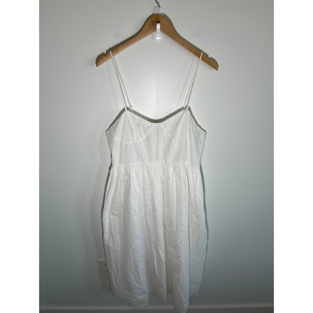 Babydoll Boho Coastal Cottage Bride Womens Maxi Dress L White Eyelet 100% Cotton